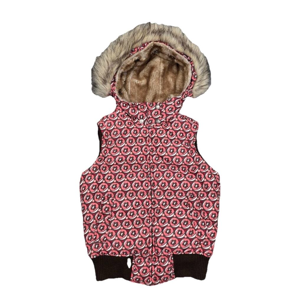 Aeropostale Down/ Faux Fur Insulated Vest Full‎ Zip Hooded Size Jr S A003620